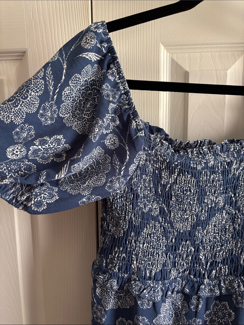 Monteau Blue Floral Smocked Mini Dress - Picture 2 of 6
